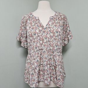 Umgee Floral Top Flowy Ruffle Babydoll Romantic Whimsigoth Goth 90s y2k Small